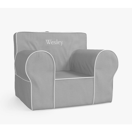 Oversized Anywhere Chair®, Gray with White Piping
