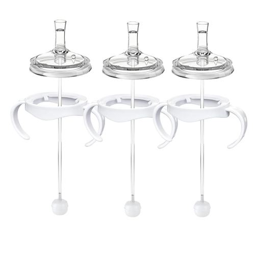 Sippy Cup Conversion Kit for Philips Avent Natural Baby Bottles, Soft Straw top and Weighted Sippy Cup Transition Kit with Handles for Kids, Pack of 3