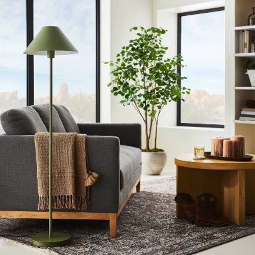 Stick Metal Floor Lamp Green Iron (includes Led Light Bulb) - Threshold™ Designed With Studio Mcgee: Modern Cone-shaped Shade, Ul Listed