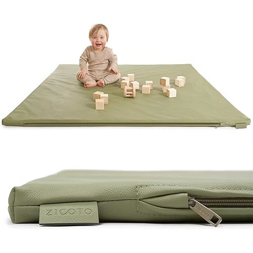 Stylish Padded Baby Play Mat for Your Boy or Girl - Extra Thick & Super Soft Vegan Leather Floor Mat Creates A Safe Play Area for Little Ones - A Beautiful Playmat That Fits Nicely Into Any Playroom