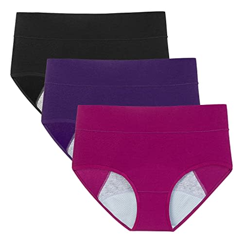 POKARLA Women's High Absorbency Period Cotton Underwear Heavy Flow Leakproof Panties(Regular&Plus Size)