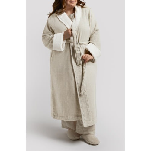 Parachute Cloud Organic Cotton & Linen Robe, Small, Natural With Cream