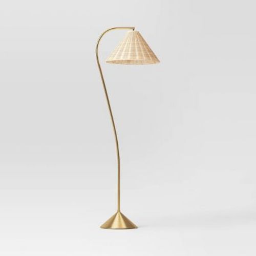 Gooseneck Floor Lamp with Natural Shade - Threshold™, Color: Brass, Size: Light Bulbs Not Included