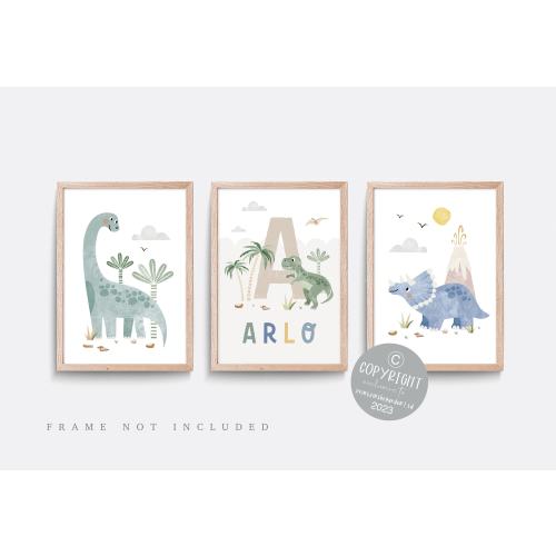 Dinosaur nursery print, Dinosaur wall art, Blue nursery decor, Boys nursery art, Boy bedroom print, Dinosaur decor, Dinosaur bedroom