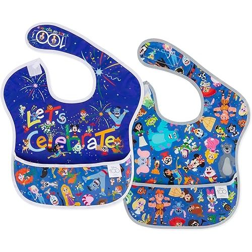 Bumkins Disney Bibs for Girl or Boy, SuperBib Baby and Toddler for 6-24 Months, Essential Must Have for Eating, Feeding, Baby Led Weaning, Mess Saving Catch Food, Fabric, 2-pk 100 Years Celebration