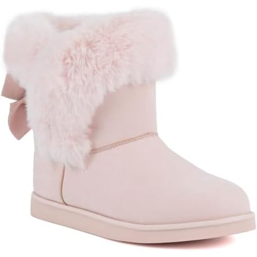 Juicy Couture Women's Slip On Winter Snow Boots Warm & Insulated Fur Lining Comfortable Fashion Booties