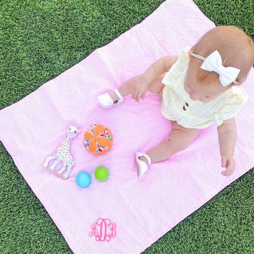 Monogrammed Seersucker Baby Blanket