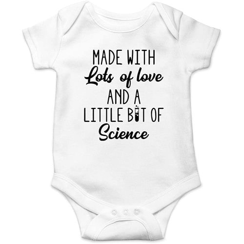 Made With Lots Of Love And A Little Bit Of Science - Funny Baby Essentials Bodysuit Romper