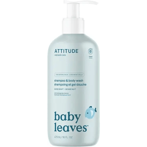 ATTITUDE 2-in-1 Shampoo and Body Wash for Baby, EWG Verified, Dermatologically Tested, Vegan, Good Night, 16 Fl Oz