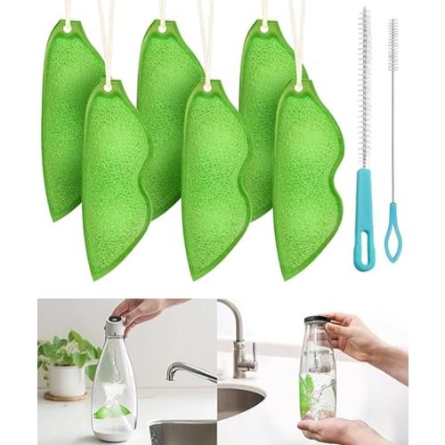 Magic Beans Bottle Cleaner,Sponge,Reuseable Bottle Cleaning Sponge, Heat Resistance Bottle Sponge for Internal Cleaning of Small Mouth(Green)