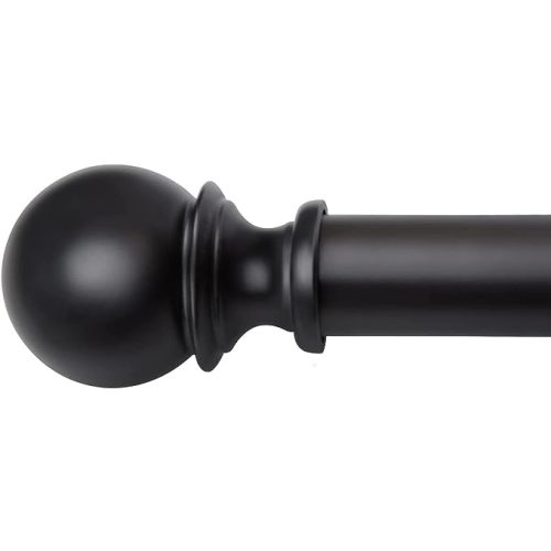 Curtain Rods for Windows 32 to 72, 1 Inch Black Curtain Rod Set, Heavy Duty Drapery Rods with Adjustable Curtain Rods, Outdoor Curtain Rod with Ball Finials, Room Divider Curtain Rod, 32"-72"