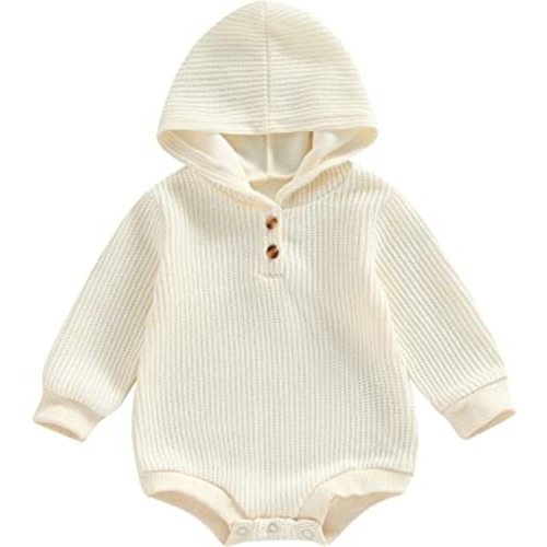Thorn Tree Newborn Baby Boys Hooded Sweatshirt Long Sleeve Solid Romper Infant Baby Fall Winter Spring Outfits