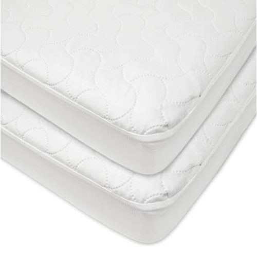 American Baby Company Waterproof Fitted Quilted Crib and Toddler Protective Pad Cover, White (2 Count) - 2 Pack