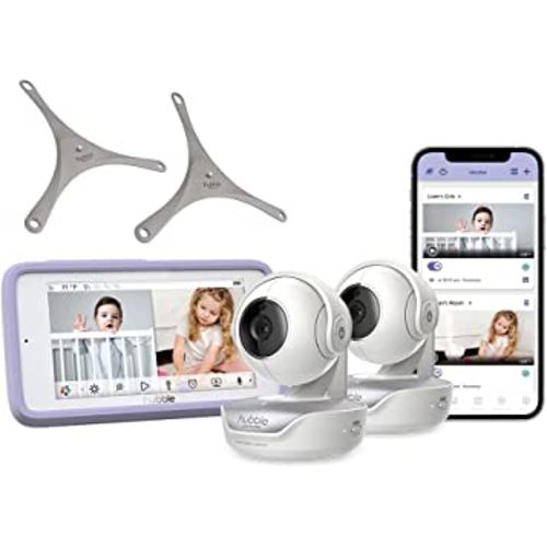 Hubble Connect Touch Twin 5" Smart Baby Monitor with Camera and Audio, WiFi Baby Camera Monitor with Flexible Wall Mount; Pan Tilt Zoom; 2Way Talk, Interactive Smart HD Monitor & Smartphone App