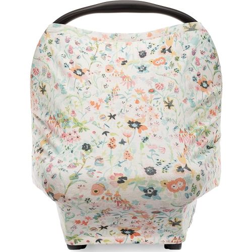 Parker Baby 4 in 1 Car Seat Cover for Girls - Stretchy Carseat Canopy, Nursing Cover, Grocery Cart Cover, High Chair Cover - Bloom