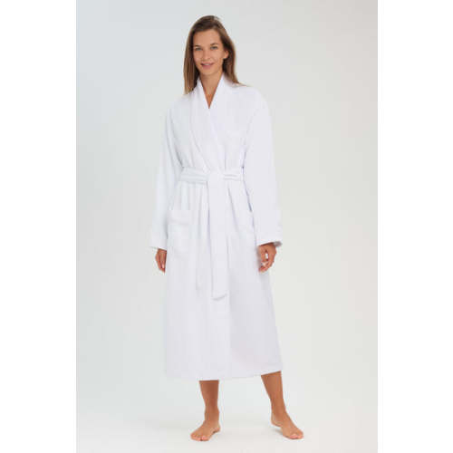 Microfiber Shawl Robe Lined in Plush Extra Small / White