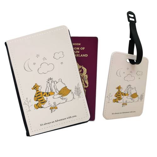 Personalised Passport Cover, Customised Luggage Tag, Travel Set Gift, Winnie Pooh, Tigger and Eeyore, It&#39;s Always an Adventure with you