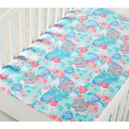 Lilly Pulitzer Unicorns in Bloom Organic Crib Fitted Sheet | Pottery Barn Kids