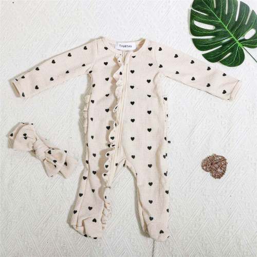 2pcs Organic Waffle Zip Footie