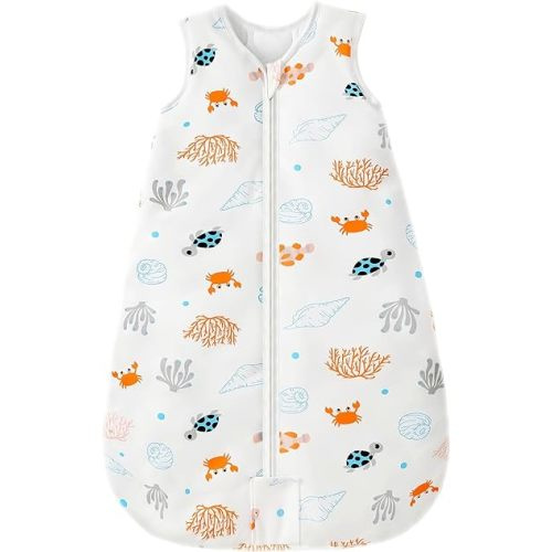 Mosebears Sleep Sack Baby Winter Wearable Blanket with 2-Way Zipper,2.5 TOG Cotton Sleep Sack Unisex (Ocean Animal, 0-6 Months)