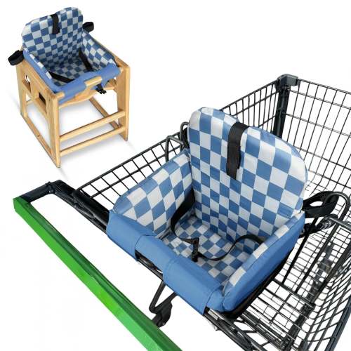 Shopping Cart Cover for Baby (Blue Checkered)