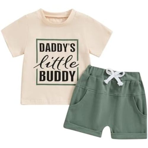 Toddler Baby Boy Summer Outfit Letter Print Short Sleeve Boys Summer T-Shirts Top Shorts Infant Casual Clothes Set