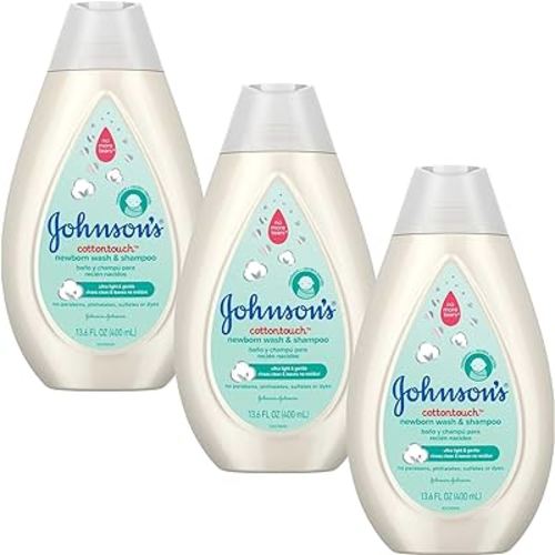 Johnson & Johnson Baby Cotton Touch Newborn Wash & Shampoo 13.6 Ounce (400ml) (3 Pack)