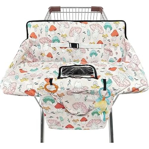 Shopping Cart Cover for Baby,2-in-1 High Chair Cover with Portable Cloth Bag,Cart Seat Pad for Babies Grocery Cushion Cover Restaurant,Suitable for All Supermarkets