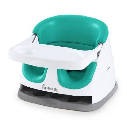 Ingenuity Baby Base 2-in-1 Booster Feeding And Floor Seat With Self-storing Tray - Ultramarine Green