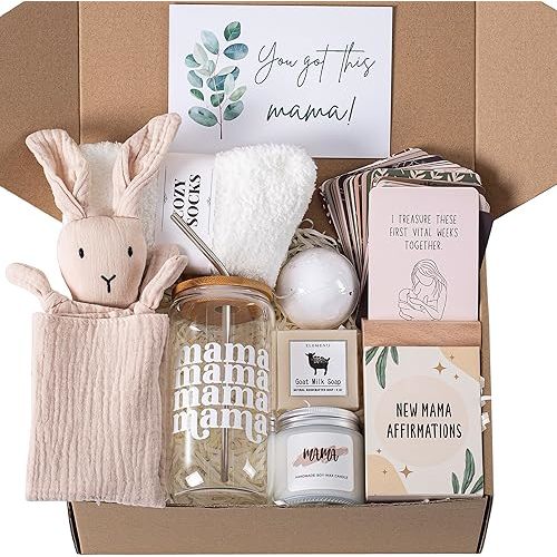 New Mom Care Package After Baby, 7pcs New Mom Gifts Set After Birth, Postpartum Gifts for Mom, After Birth Postpartum Essentials for Mom Kit, Pregnancy Gifts for First-Time Moms, Expecting Mom