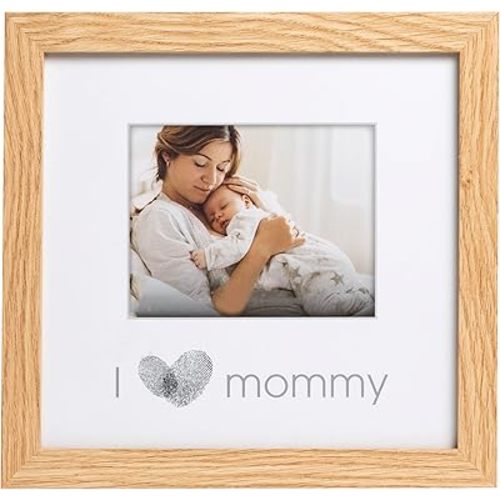 Kate & Milo I Love Mommy Thumbprint Photo Frame, Mother's Day Gift, Baby Shower and Nursery Decor, Mom and Newborn Print with Included Clean-Touch Ink Pad, Son or Daughter Keepsake Picture