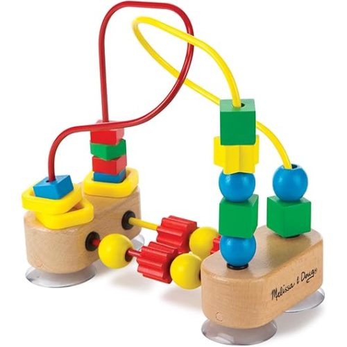 Melissa & Doug First Bead Maze - Wooden Educational Baby Toy with Suction Cups, for Floor, High Chair or Toddler Table, Toddler Toys for Girls & Boys Ages 1+
