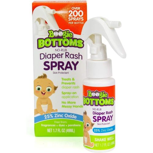 Diaper Rash Cream Spray by Boogie Bottoms, Travel Friendly No-Rub Touch Free Application for Sensitive Skin, from The Maker of Boogie Wipes, Over 200 Sprays per Bottle, 1.7 oz
