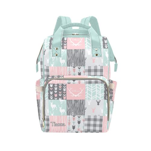 Antlers Deer Elk Feather Arrow Patchwork Diaper Bags with Name Waterproof Mummy Backpack Nappy Nursing Baby Bags Gifts Tote Bag for Women