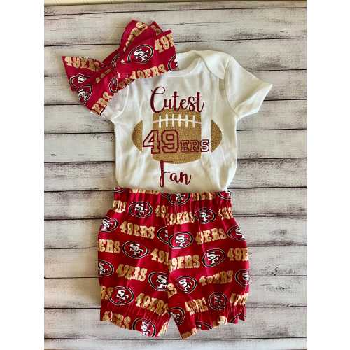San Francisco 49ers Inspired Football Bloomers Headwrap Headband Toddler Bows Big Bow Infant Little Baby Girl Headwraps Shorts Newborn