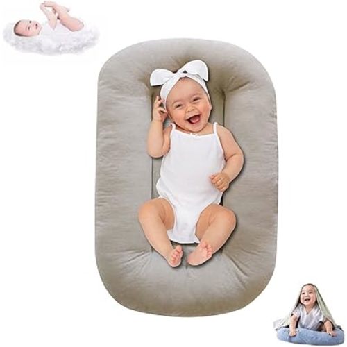 Baby Lounger for Infants 0-12 Months, Bionic Design Baby Lounger Soft Organic Cotton Breathable Lounger, Newborn Babies Essentials Gifts
