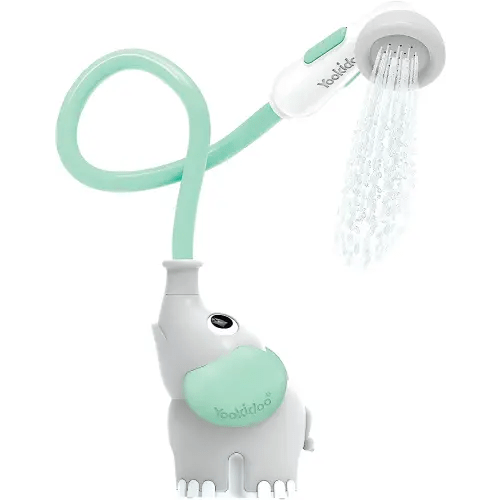 Yookidoo Baby Bath Shower Head - Elephant Water Pump with Trunk Spout Rinser - Control Water Flow from 2 Elephant Trunk Knobs for Maximum Fun in Tub or Sink for Newborn Babies