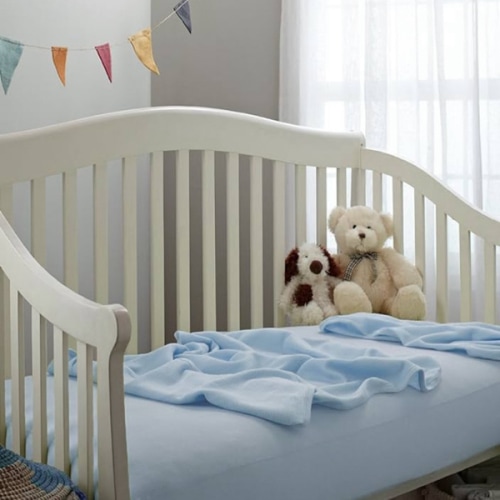 Fitted Crib Sheet 52" x 28" - Soft, Breathable, Hypoallergenic & Gentle Toddler Bed Sheet, Blue, Neutral for Boys & Girls