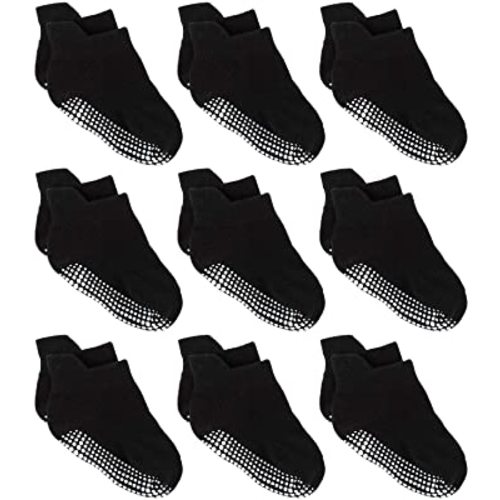 Zaples Baby Non Slip Grip Ankle Socks with Non Skid Soles for Infants Toddlers Kids Boys Girls