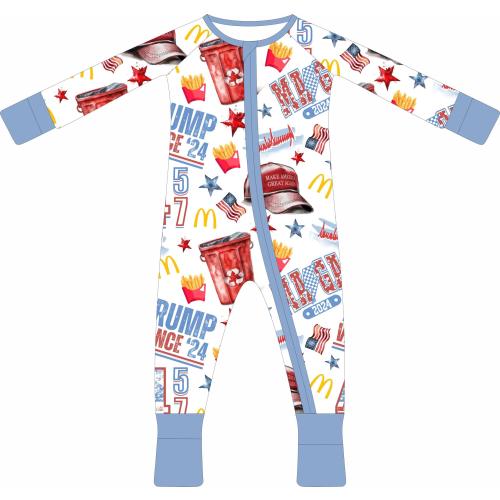 infant Trump MAGA zipper bamboo pajamas, convertible zipper footie, baby shower gift, fourth of July pajamas, kids fourth of July pajamas