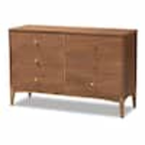 Baxton Studio Landis 6-Drawer Ash Walnut and Gold Dresser (30.5 in. H x 47.2 in. W x 15.7 in. D) 193-11303-HD