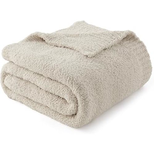 Bedsure Beige Knit Throw Blanket - 50x60