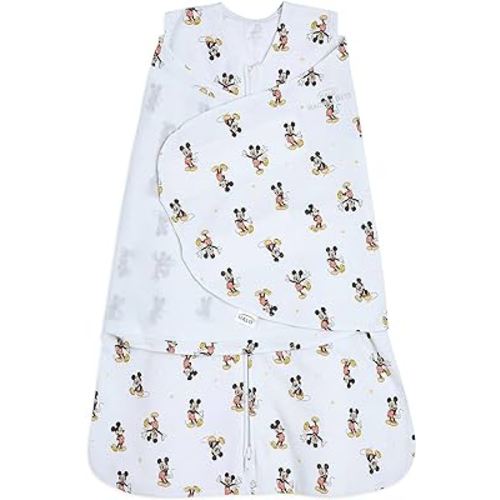 HALO Disney Baby 100% Cotton Sleepsack Swaddle, 3-Way Adjustable Wearable Blanket, TOG 1.5, Mickey Fun, Newborn, 0-3 Months