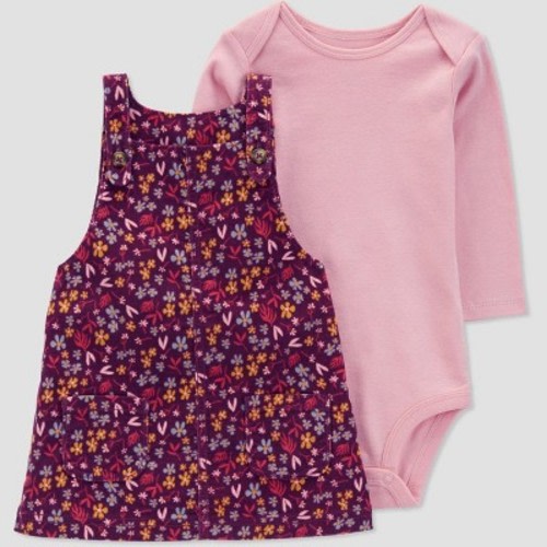 Carter's Just One You® Baby Girls' Plum Floral Jumper Coordinate Set - Pink, Size: 6M