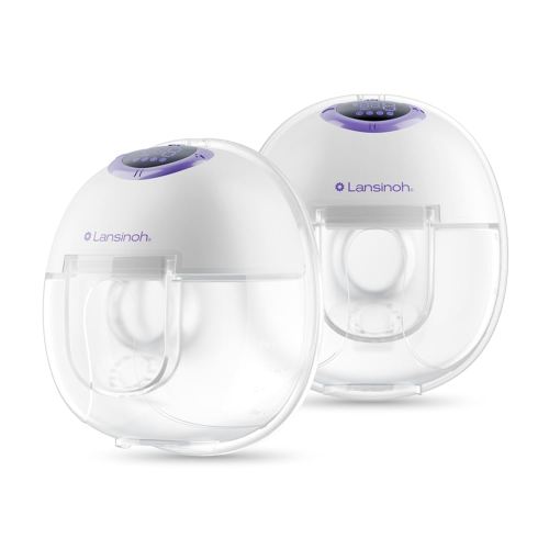 Lansinoh Discreet Duo Wearable Breast Pump, Hands Free Breast Pump, 4 Pumping Modes, 9 Levels Hospital Strength Suction, LED Display, Leak-Resistant Design, 2 Breast Flange Sizes Included: 24mm & 21mm