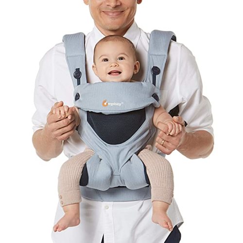 Ergobaby 360 All-Position Baby Carrier with Lumbar Support (12-45 Pounds), Chambray, Cool Air Mesh