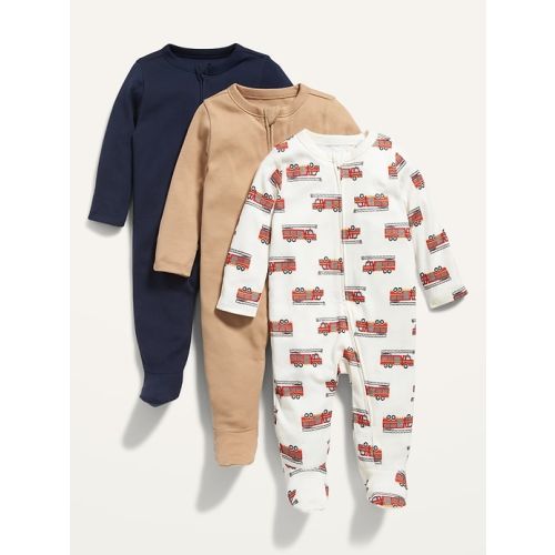 Unisex Sleep & Play 2-Way-Zip Footed One-Piece 3-Pack for Baby