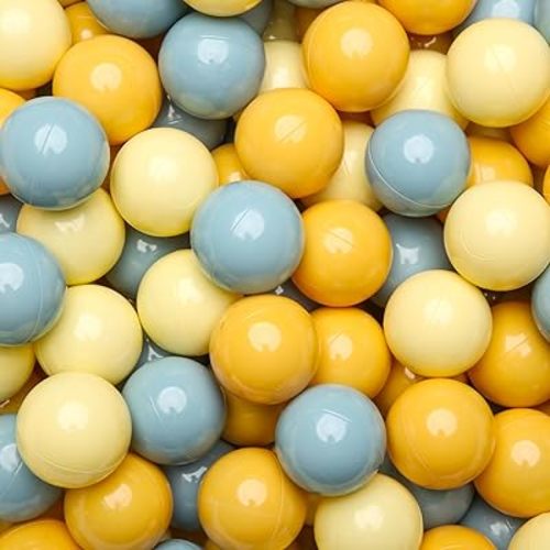 GOGOSO Ball Pit Balls for Toddler, Baby Plastic Playballs Kids Soft Pastel Pelotas Non-Toxic BPA-Free,Cream Yellow+Blue,100 Balls