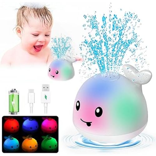 Bath Toys for Kids Ages 1-3 - Light up Whale Bath Toy Sprinkler Mold Free Toddler Baby Bath Toys for 6-12-18 Months Bathtub Tub Water Pool Shower Toys for 1 2 3 4 Year Old Boys Birthday Gift Present