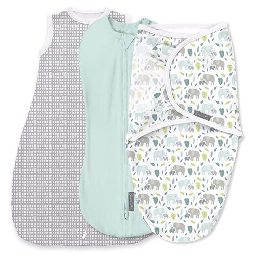 SwaddleMe™ by Ingenuity™ Comfort Pack – Size Small, 0-3 Months, 3-Pack (Baby Elephant) Baby Swaddle Set